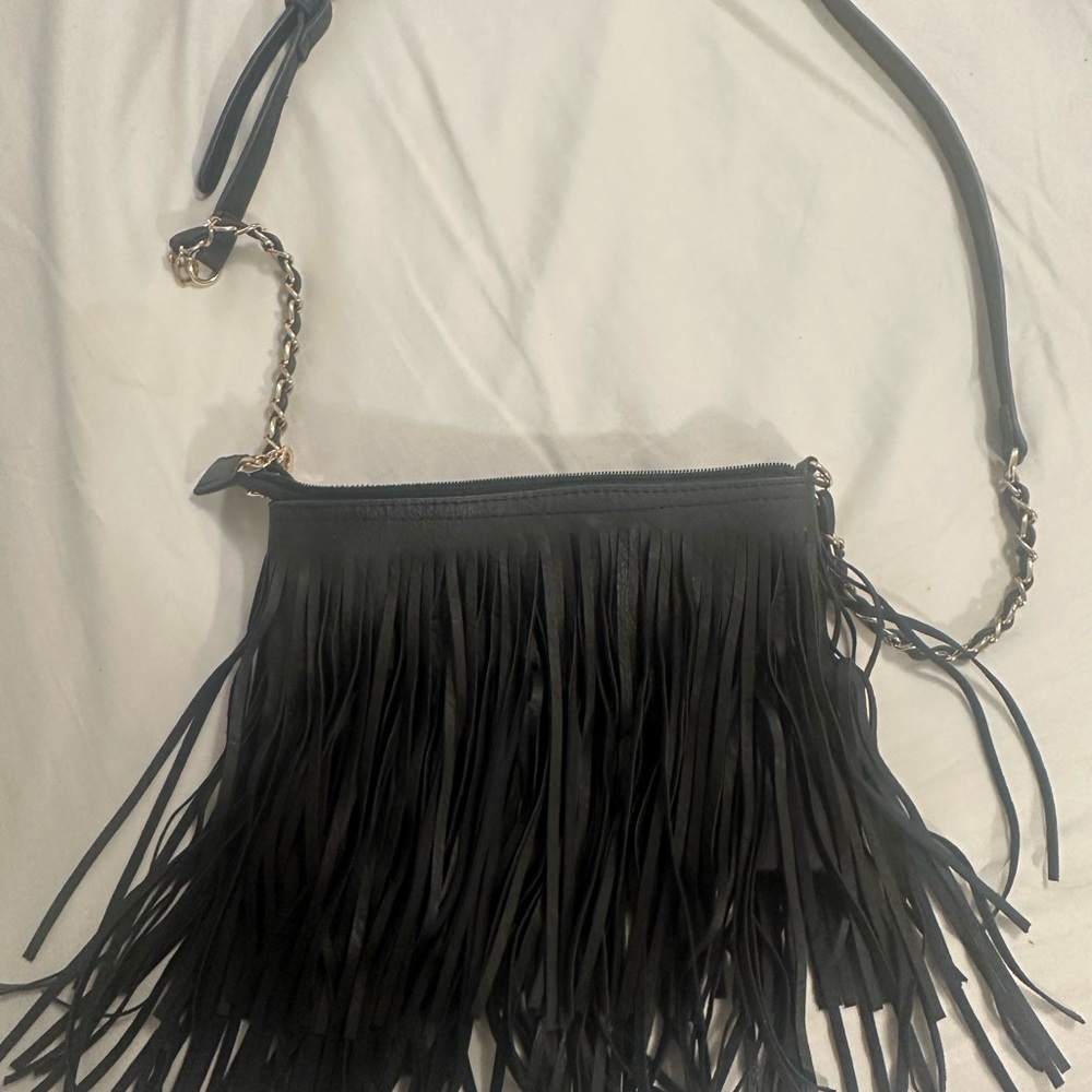 Black Fringe Crossbody Bag